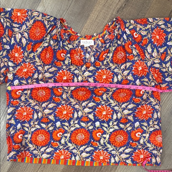 Velvet by Graham & Spencer Floral Blouse - Navy and Coral - Picture 9 of 14